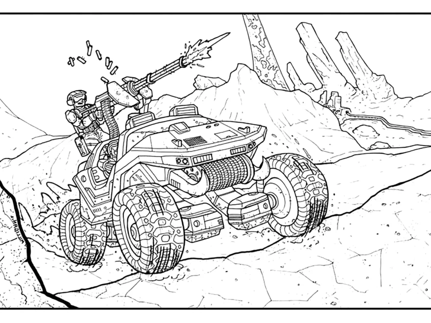 Military Vehicle Halo Coloring Pages