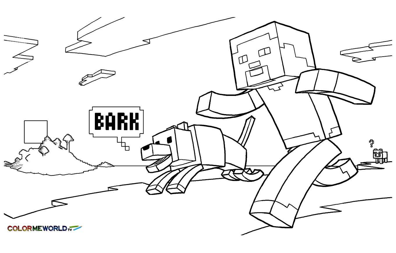 Minecraft Dog Coloring Pages