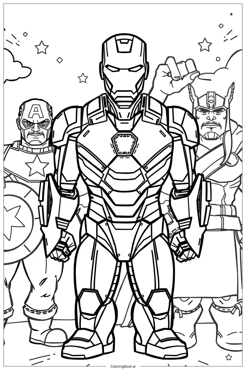 Mini Iron Man Leading The Avengers Coloring Page Free PDF PNG Printable Mini Iron Man Leading The Avengers Coloring Page Free PDF PNG Printable