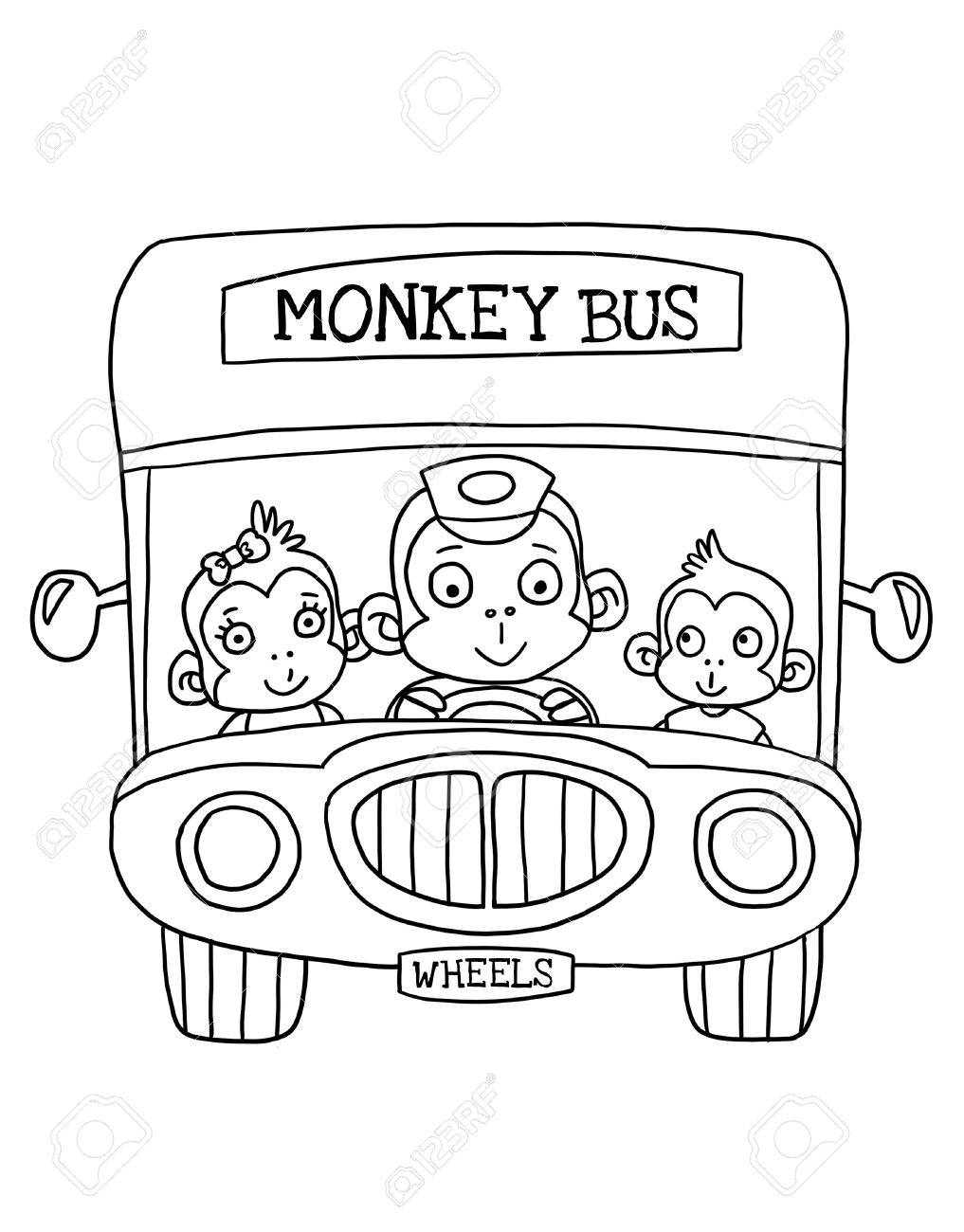 Monkey Bus Coloring Page Stock Photo Picture And Royalty Free Image Image 69128085 