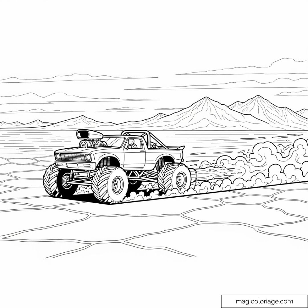 Monster Truck Coloring Page In Rough Landscape