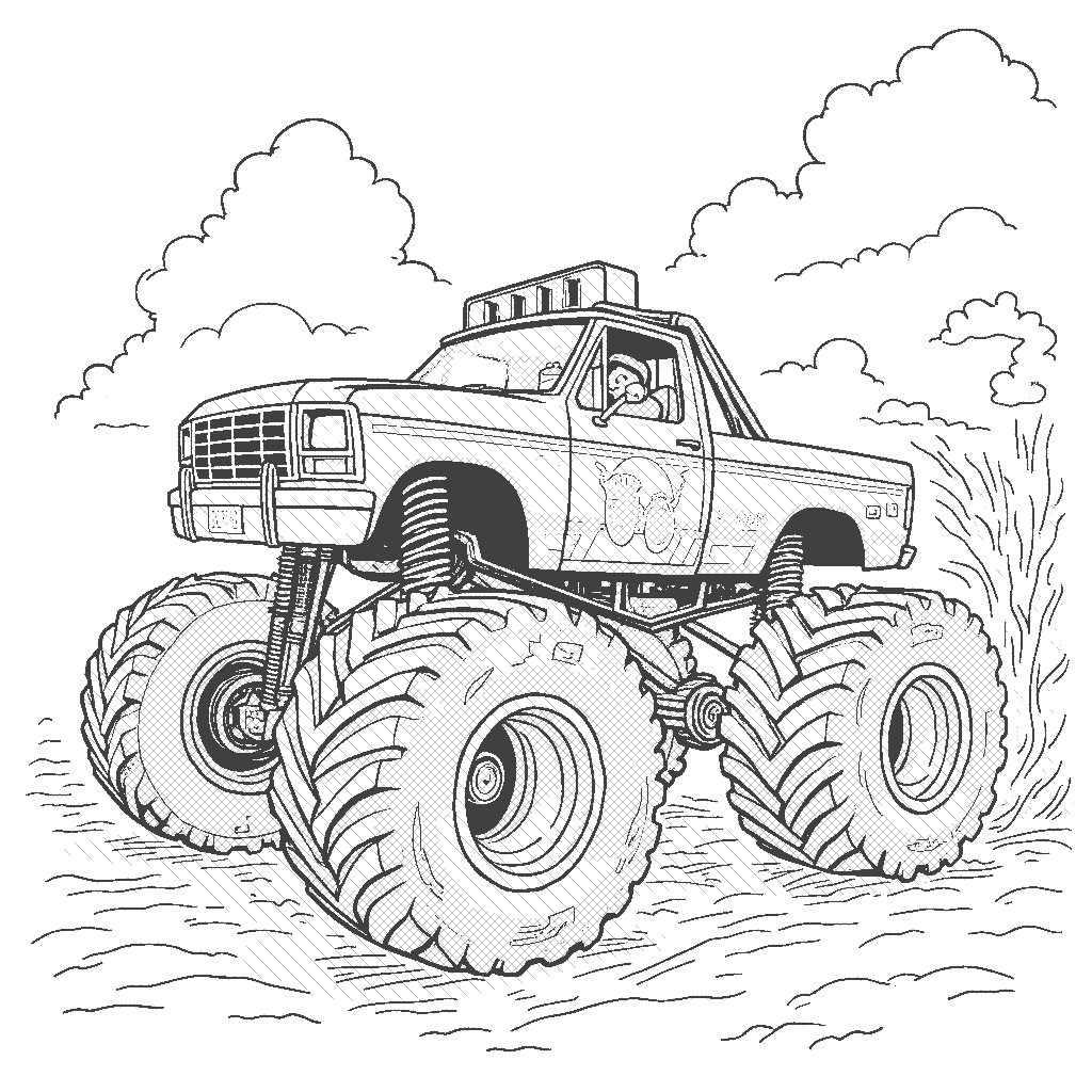 Monster Truck Rally Coloring Page ColorAI me