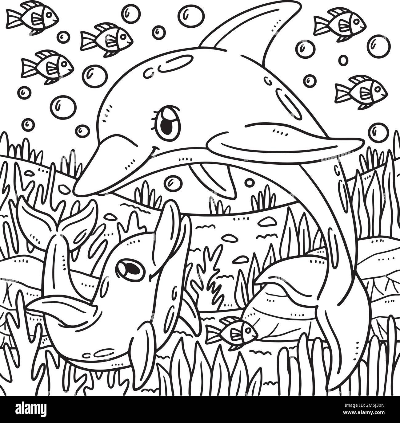 Mother Dolphin And Baby Dolphin Coloring Page Stock Vector Image Art Alamy Mother Dolphin And Baby Dolphin Coloring Page Stock Vector Image Art Alamy