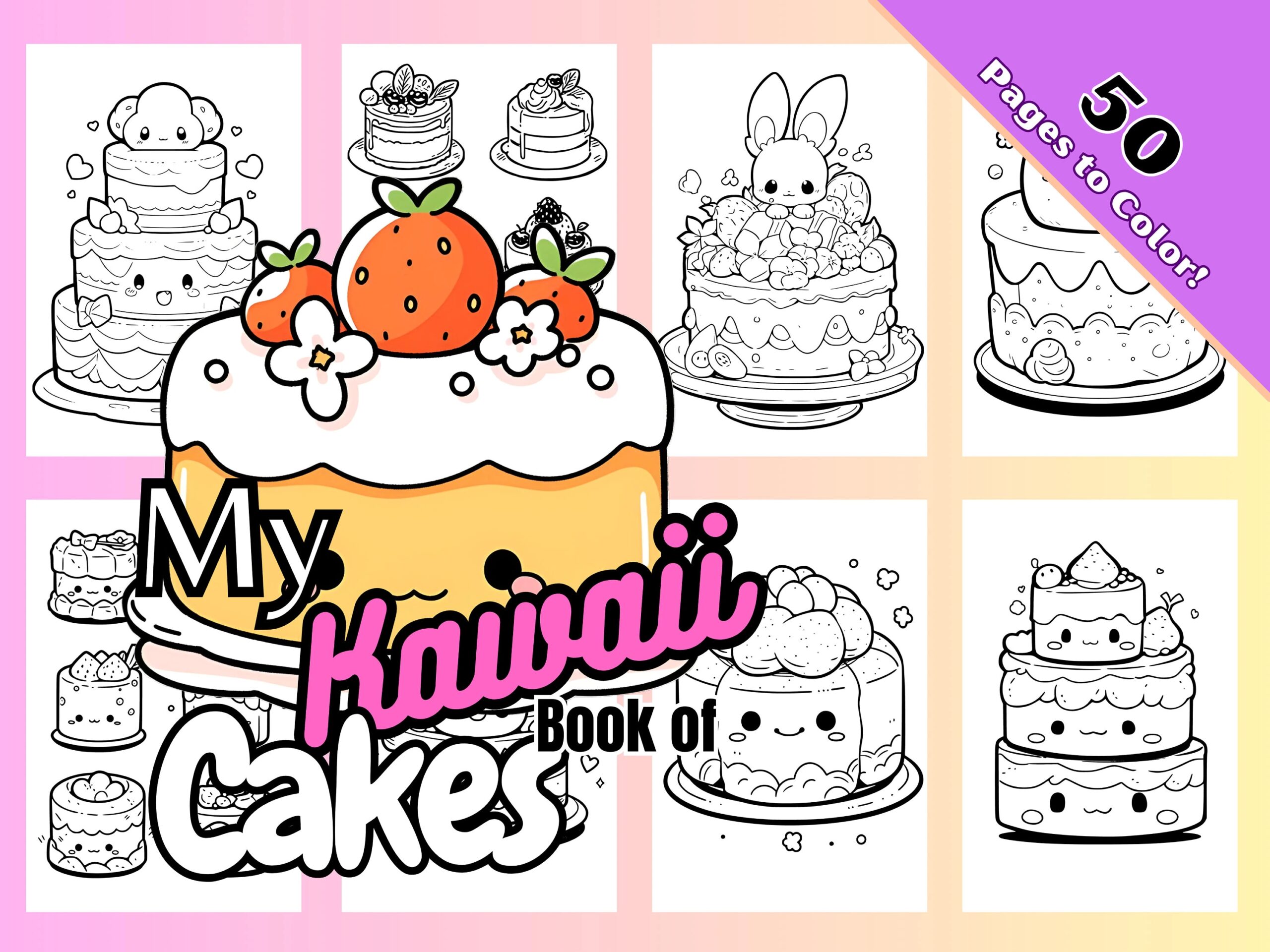 My Kawaii Cakes Coloring Book Etsy My Kawaii Cakes Coloring Book Etsy