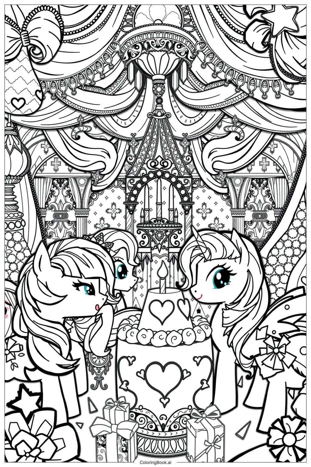 My Little Pony Birthday Party With Friends Coloring Page Free PDF PNG Printable My Little Pony Birthday Party With Friends Coloring Page Free PDF PNG Printable
