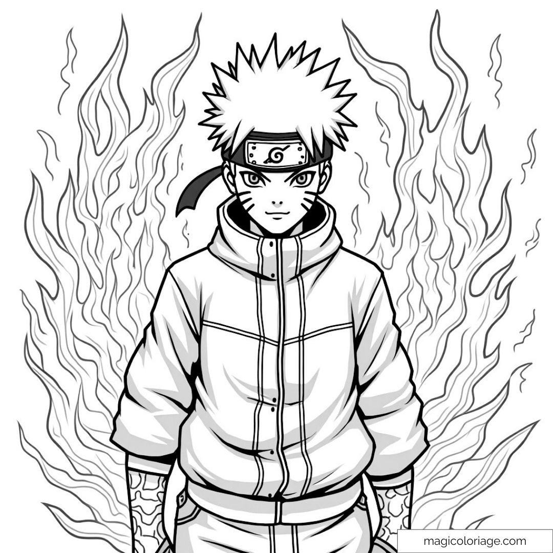 Naruto Coloring Page With Spectacular Aura