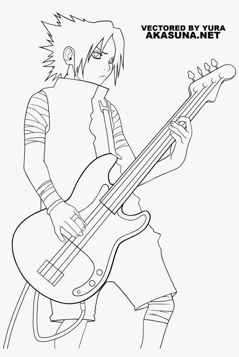 Naruto Coloring Pages Sasuke Sasuke Guitar Transparent PNG 1600x2250 Free Download On NicePNG