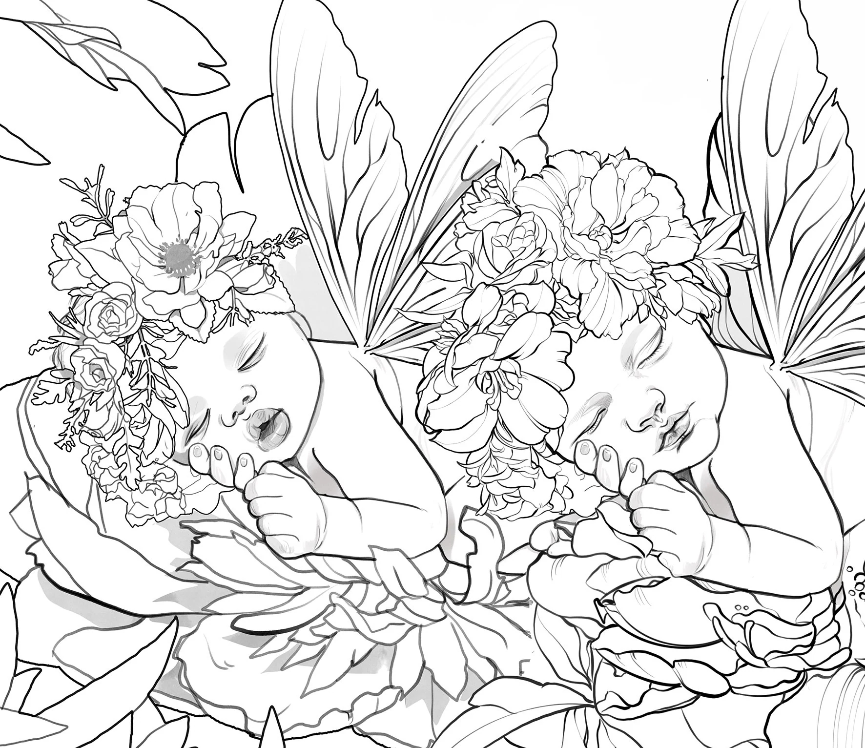 Newborn Baby Fairy Pixie 3 Versions Caucasian African Digital Stamp Coloring Page Fantasy Ethnicity Etsy Newborn Baby Fairy Pixie 3 Versions Caucasian African Digital Stamp Coloring Page Fantasy Ethnicity Etsy