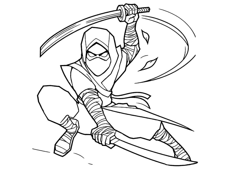 Ninja Fighting With Swords Ninja Coloring Pages