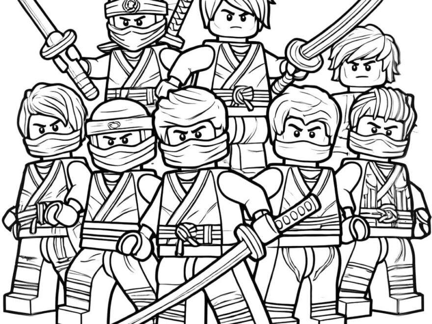 Ninjago Full Team Ready To Fight Coloring Page To Print