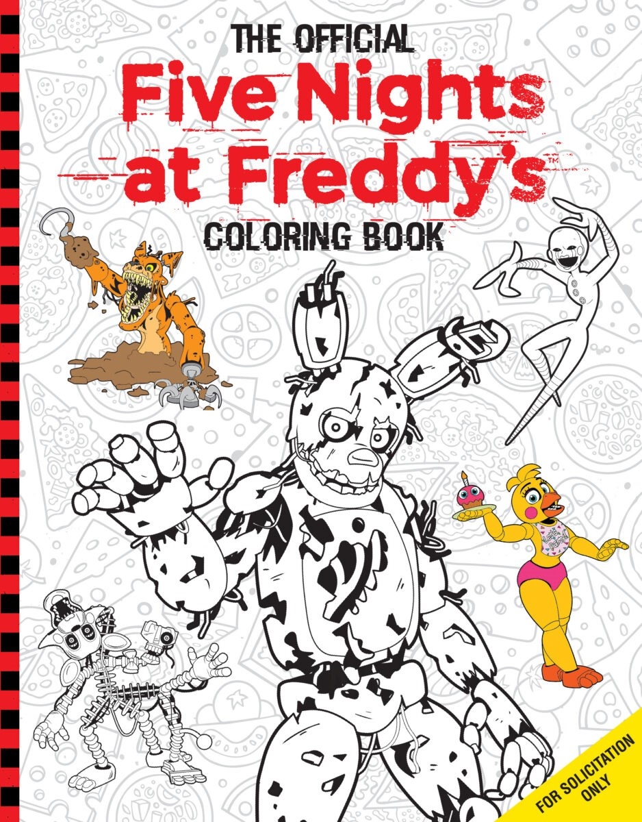 Official FNaF Coloring Book COVER including Springtrap Twisted Foxy The Puppet Toy Chica And Mangle R fivenightsatfreddys