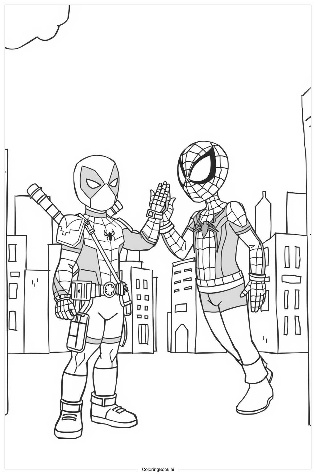 Page De Coloriage Deadpool Et Spider Man En quipe PDF PNG Imprimables Gratuitement 