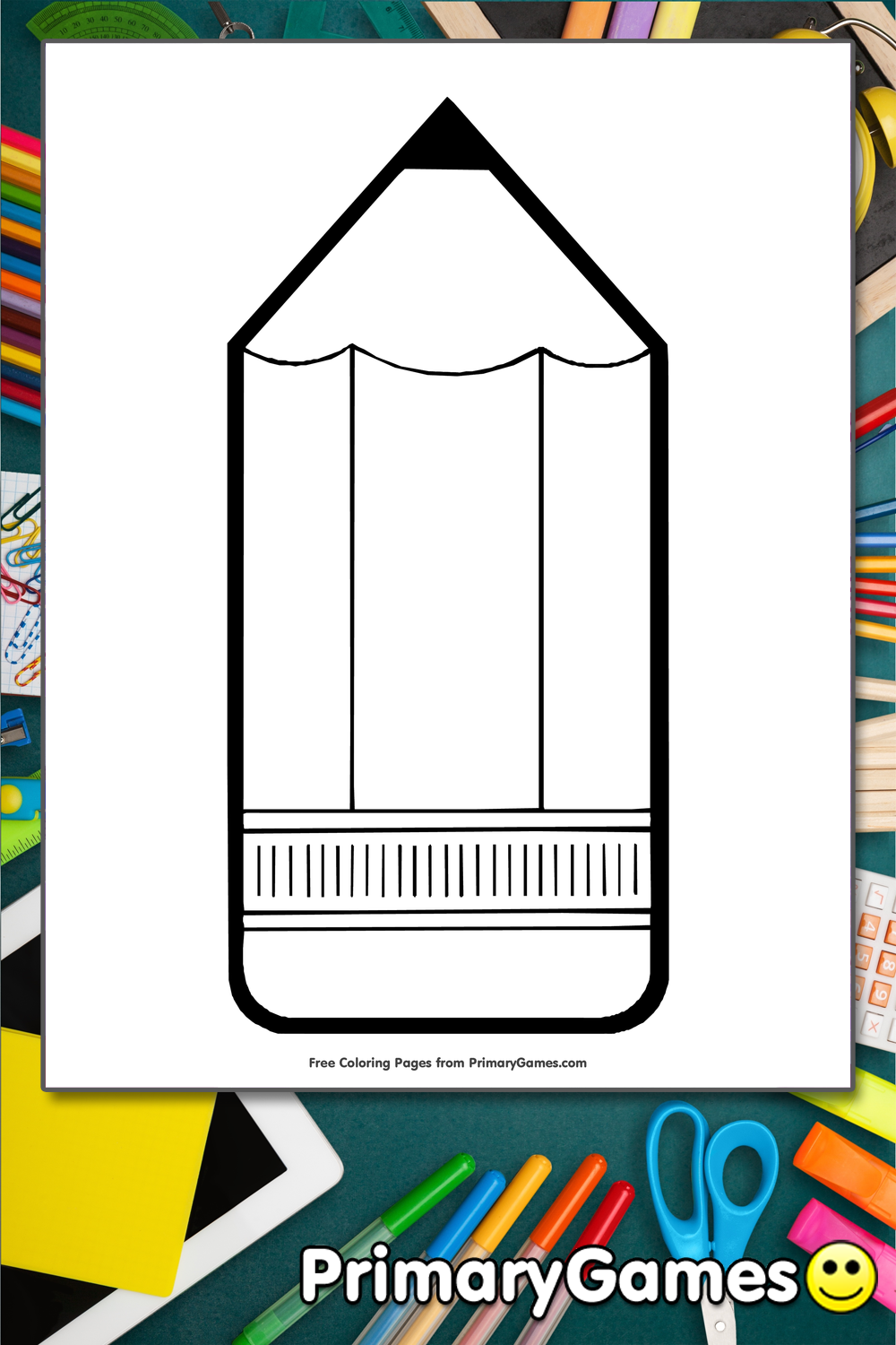 Pencil Coloring Page FREE Printable PDF From PrimaryGames Pencil Coloring Page FREE Printable PDF From PrimaryGames