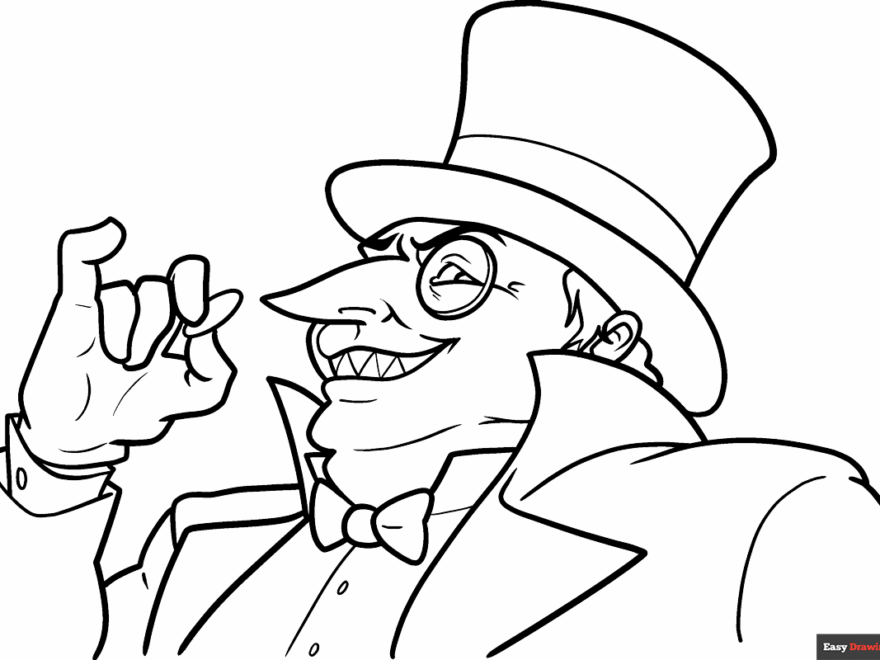 Penguin From Batman Coloring Page Easy Drawing Guides