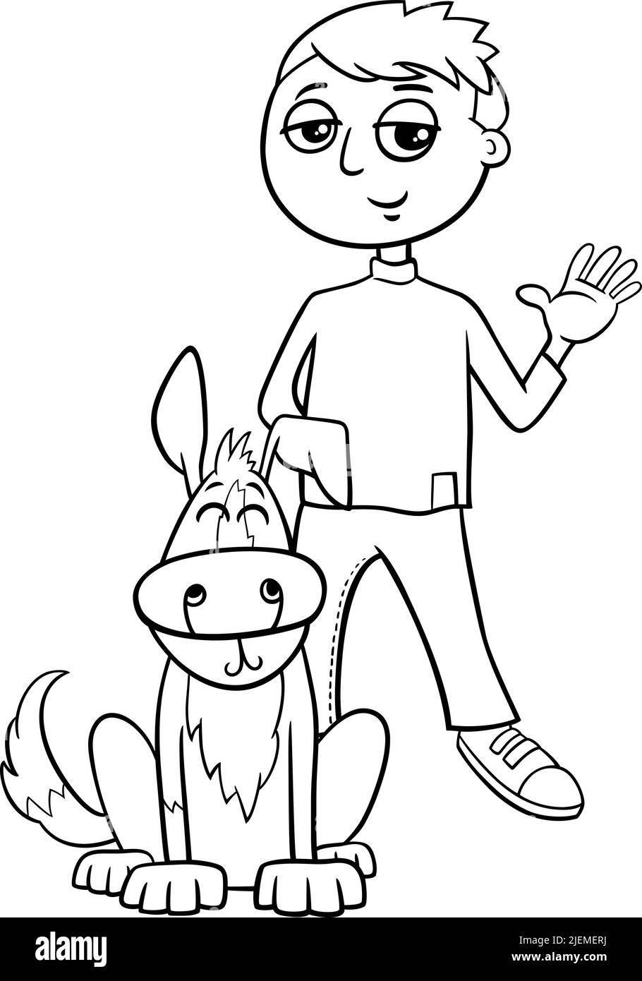 People Pets Coloring Page Cut Out Stock Images Pictures Alamy