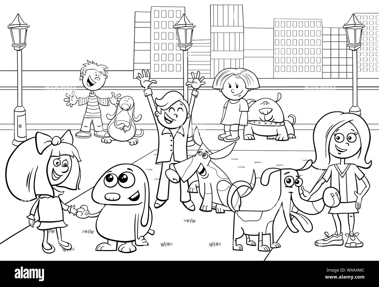 People Pets Coloring Page Cut Out Stock Images Pictures Alamy