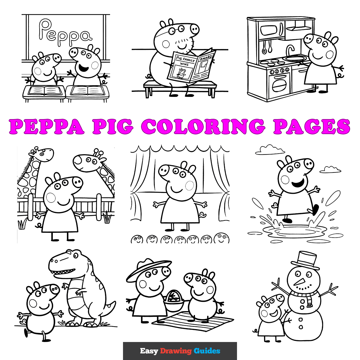 Peppa Pig Coloring Pages For Kids 11 Printable Sheets