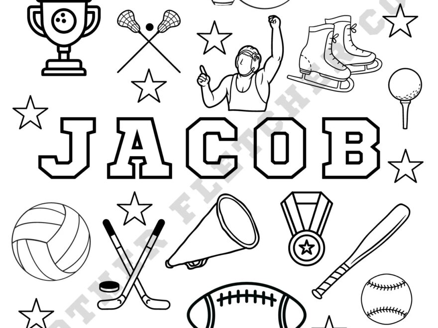 Personalized Sports Themed Coloring Sheet Etsy