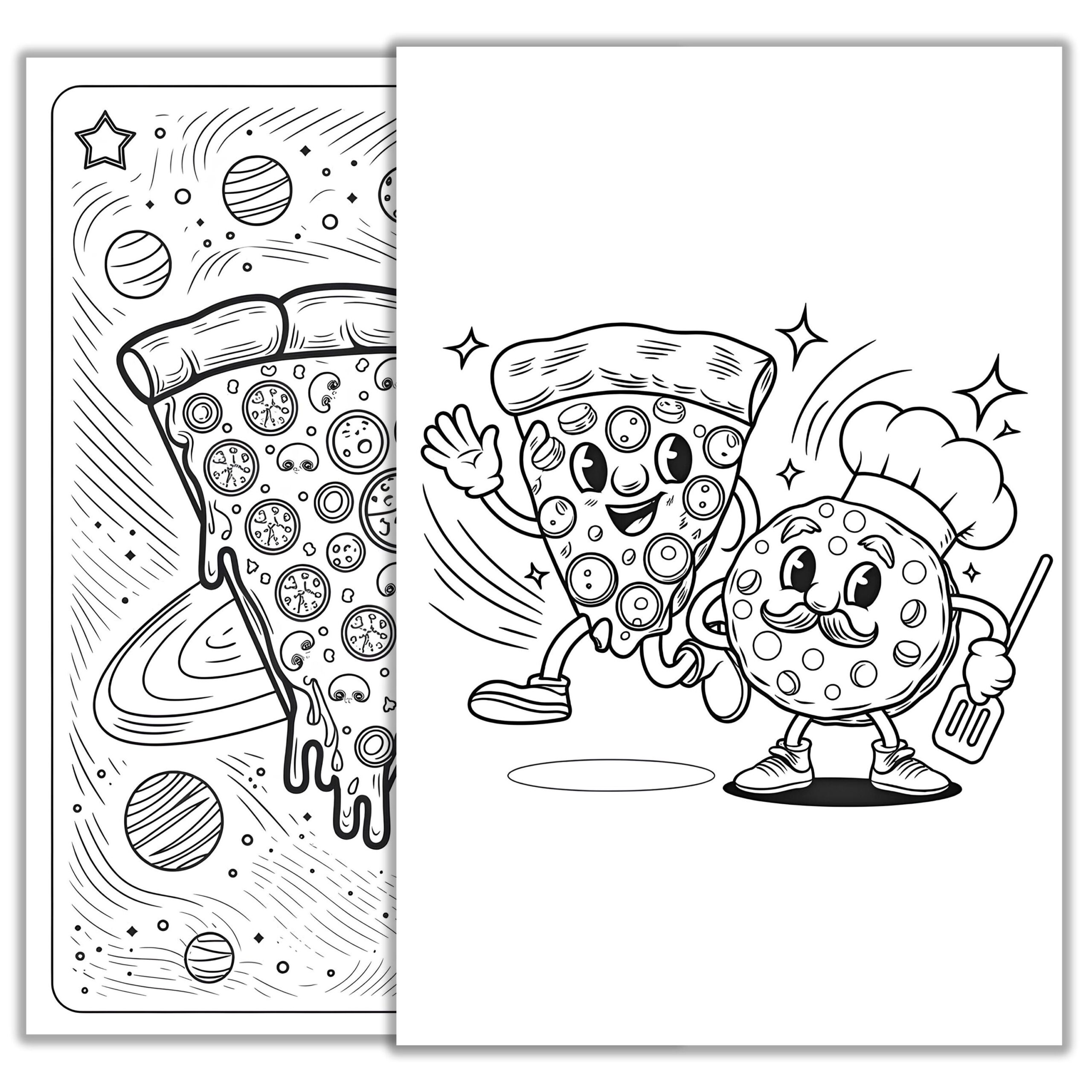 Pizza Coloring Page Fun Printable Food Art For Kids Adults Delicious Slice Theme Instant Download PDF For DIY Coloring Activities Etsy