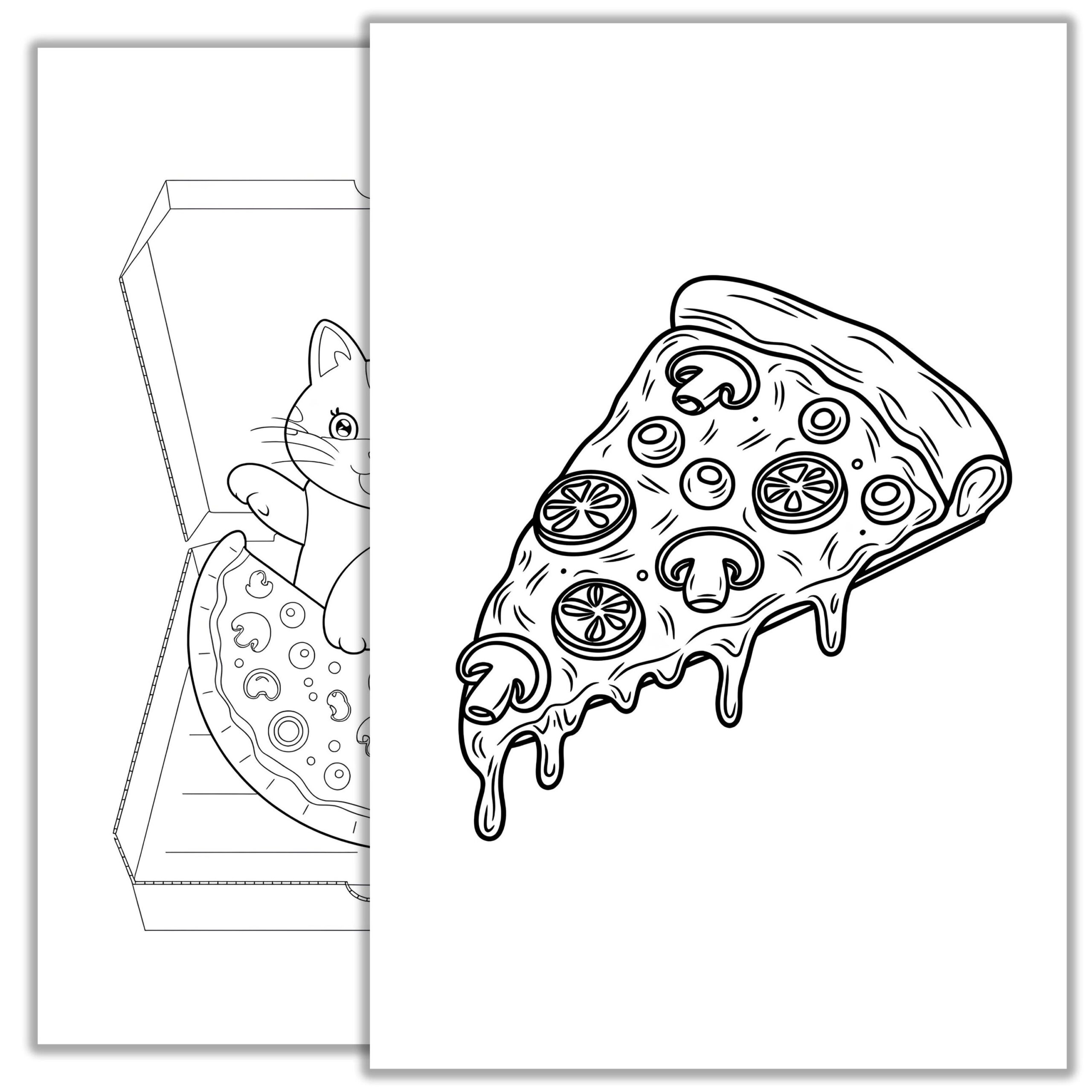 Pizza Coloring Page Fun Printable Food Art For Kids Adults Delicious Slice Theme Instant Download PDF For DIY Coloring Activities Etsy