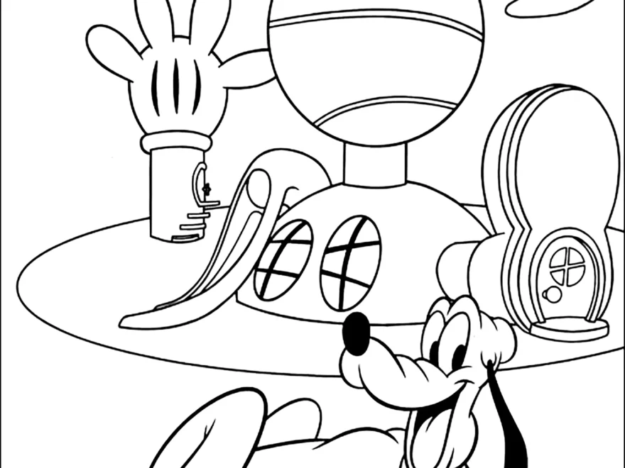 Pluto In Front Of Mickey Mouse Clubhouse Mickey Mouse Clubhouse Coloring Pages