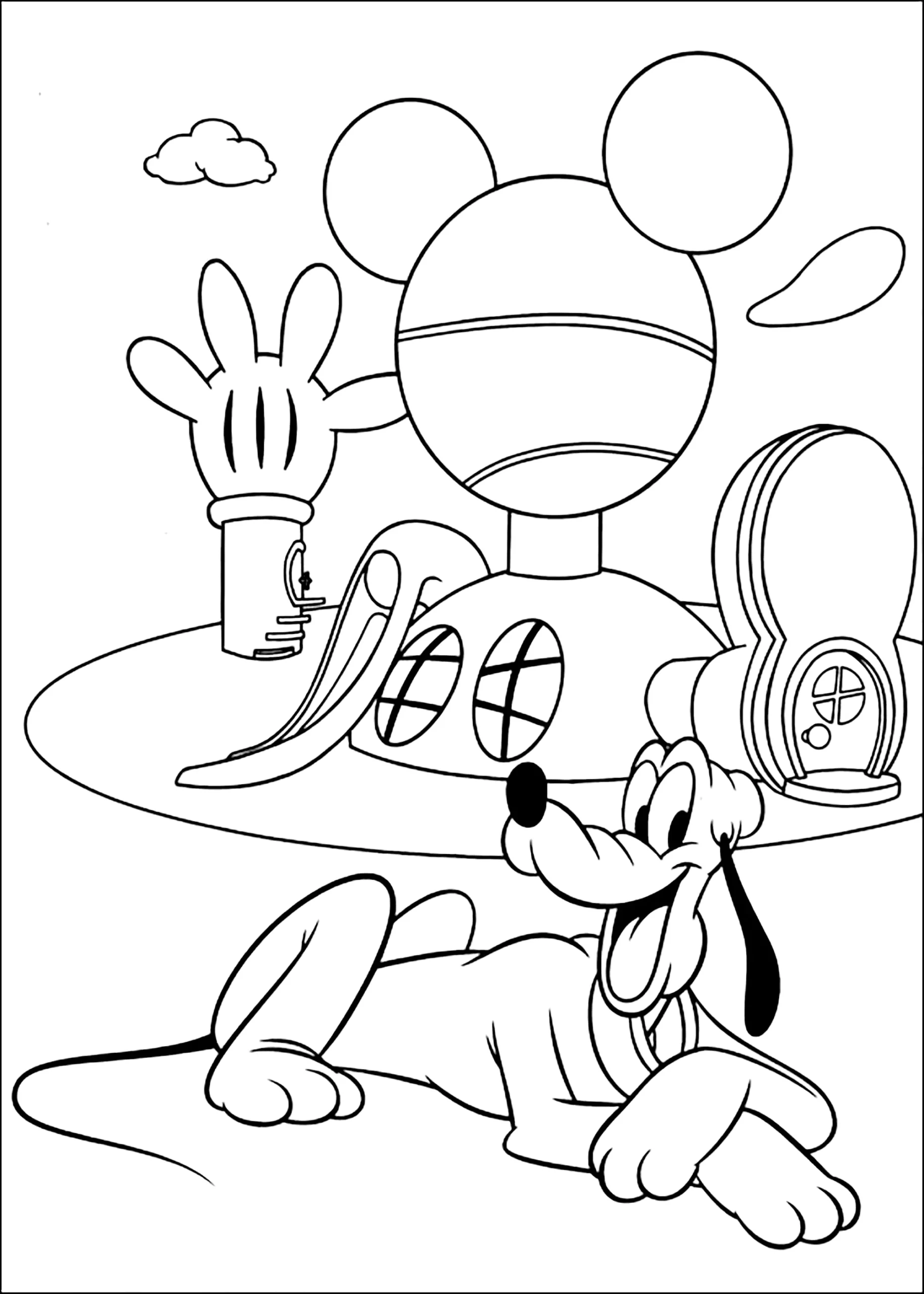 Pluto In Front Of Mickey Mouse Clubhouse Mickey Mouse Clubhouse Coloring Pages