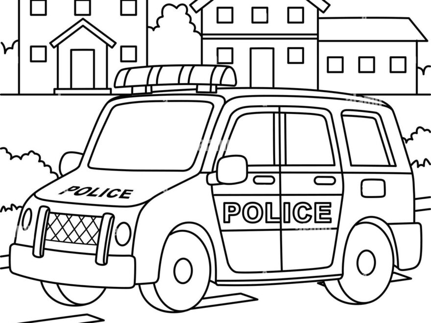 Police Car Coloring Page For Kids Stock Vector Image Art Alamy