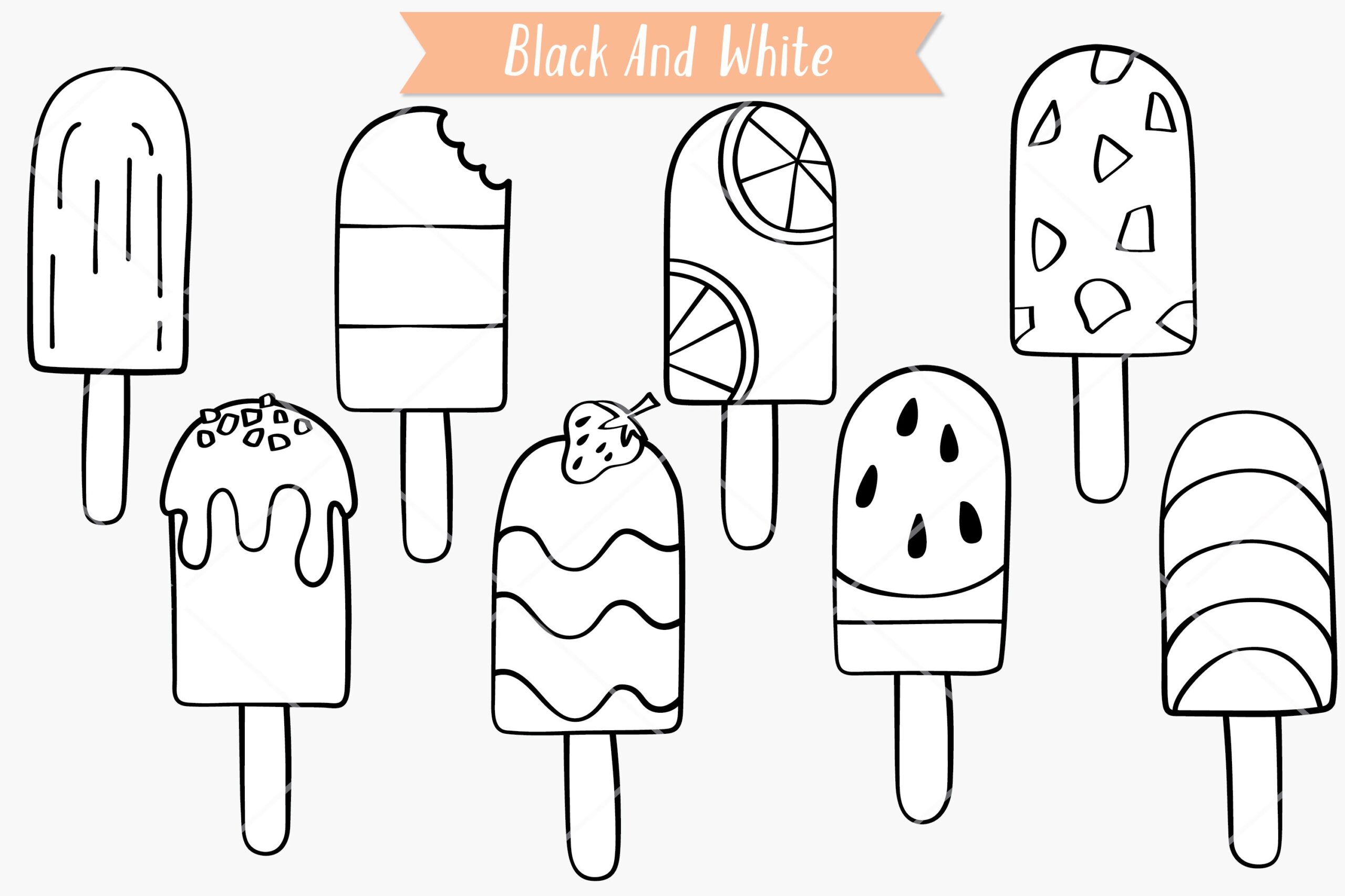 Popsicle Doodles Hand Drawn Ice Cream Frozen Treat By Digital Draw Studio TheHungryJPEG