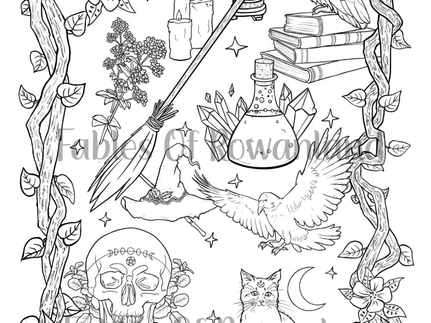 Practical Magic Beginner Witch Coloring Pages Aesthetic Adult Coloring Page Dark Fantasy Art Etsy