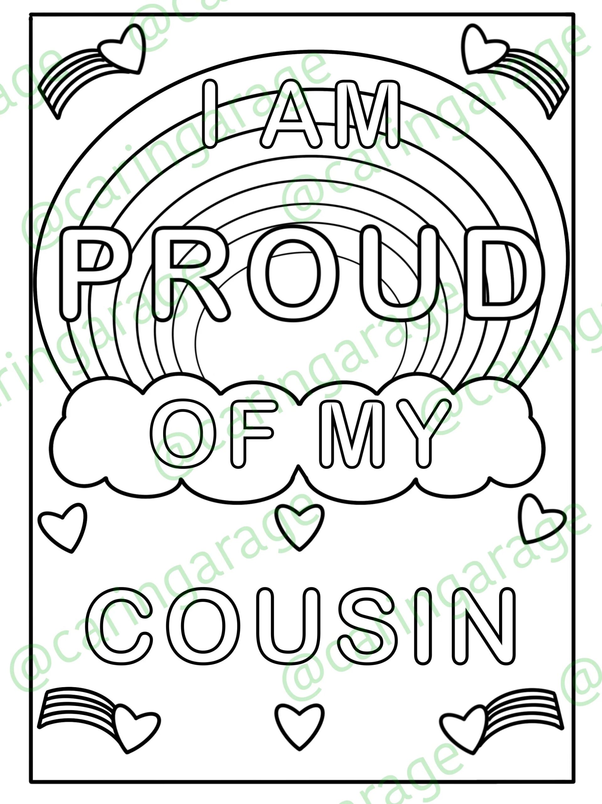 PRIDE Coloring Page I Am Proud Of My Moms Dads Parents Sister Brother Son Daughter Cousin Friend Child Instant Downloads Etsy Norway