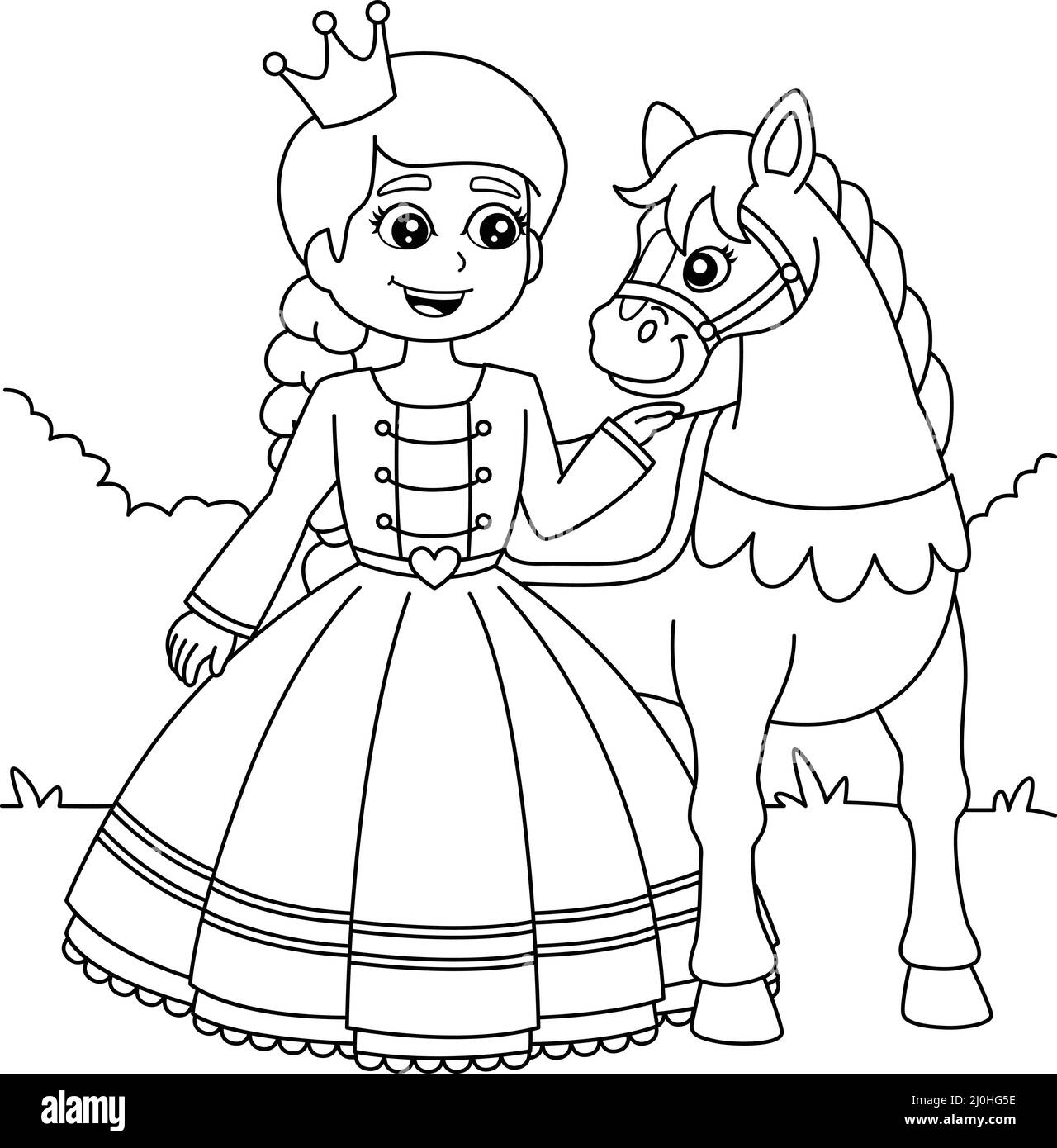 Princess And Horse Coloring Page For Kids Stock Vector Image Art Alamy Princess And Horse Coloring Page For Kids Stock Vector Image Art Alamy