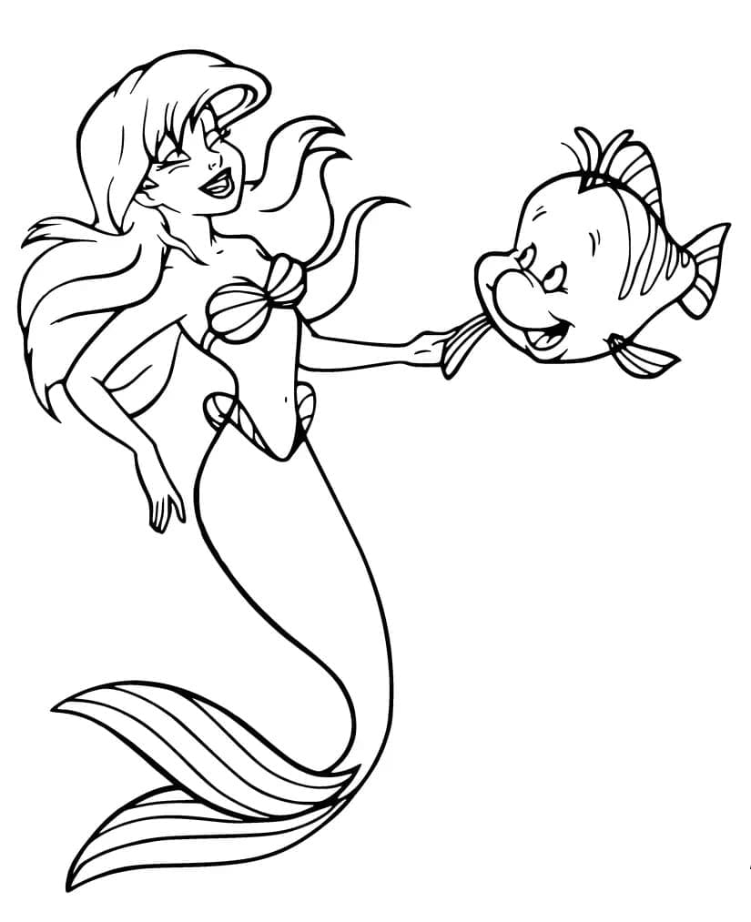 Princess Ariel And Flounder Coloring Page Download Print Or Color Online For Free Princess Ariel And Flounder Coloring Page Download Print Or Color Online For Free