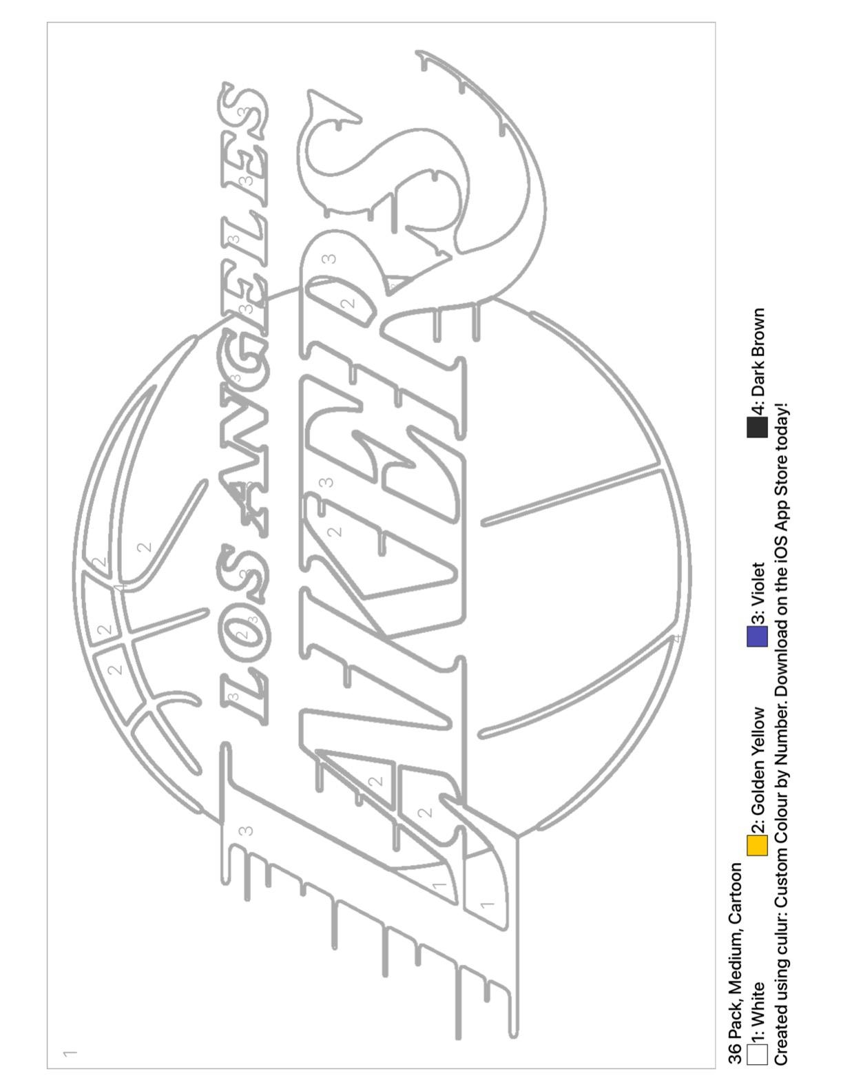 Printable Color By Number Of The Lakers Logo R lakers