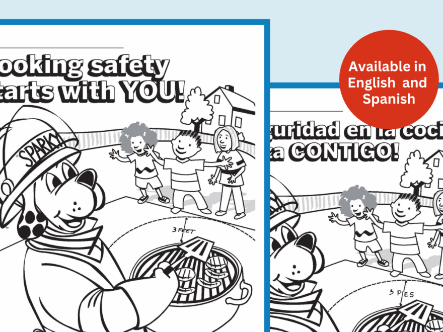 Printable Cooking Safety Coloring Page English And Spanish Sparky School House