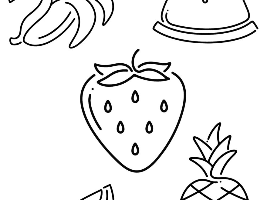Printable Fruit Coloring Page For Kids Food Etsy