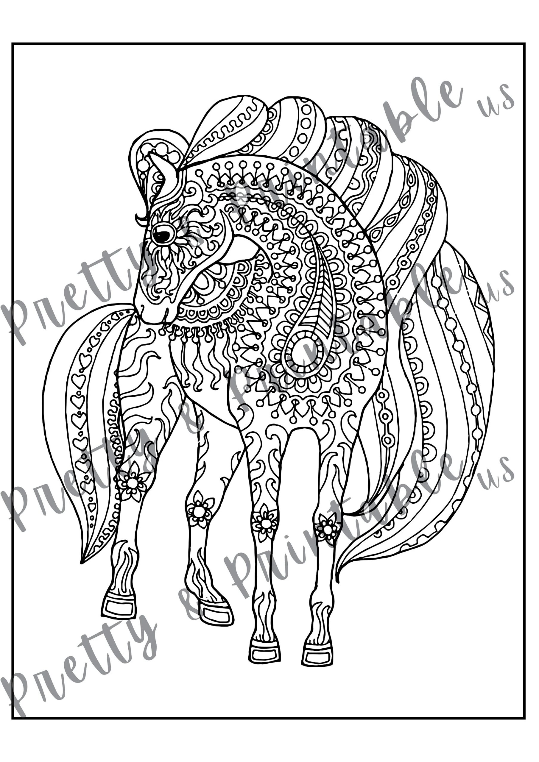 Printable Horse Coloring Page Instant Download PDF Etsy Printable Horse Coloring Page Instant Download PDF Etsy