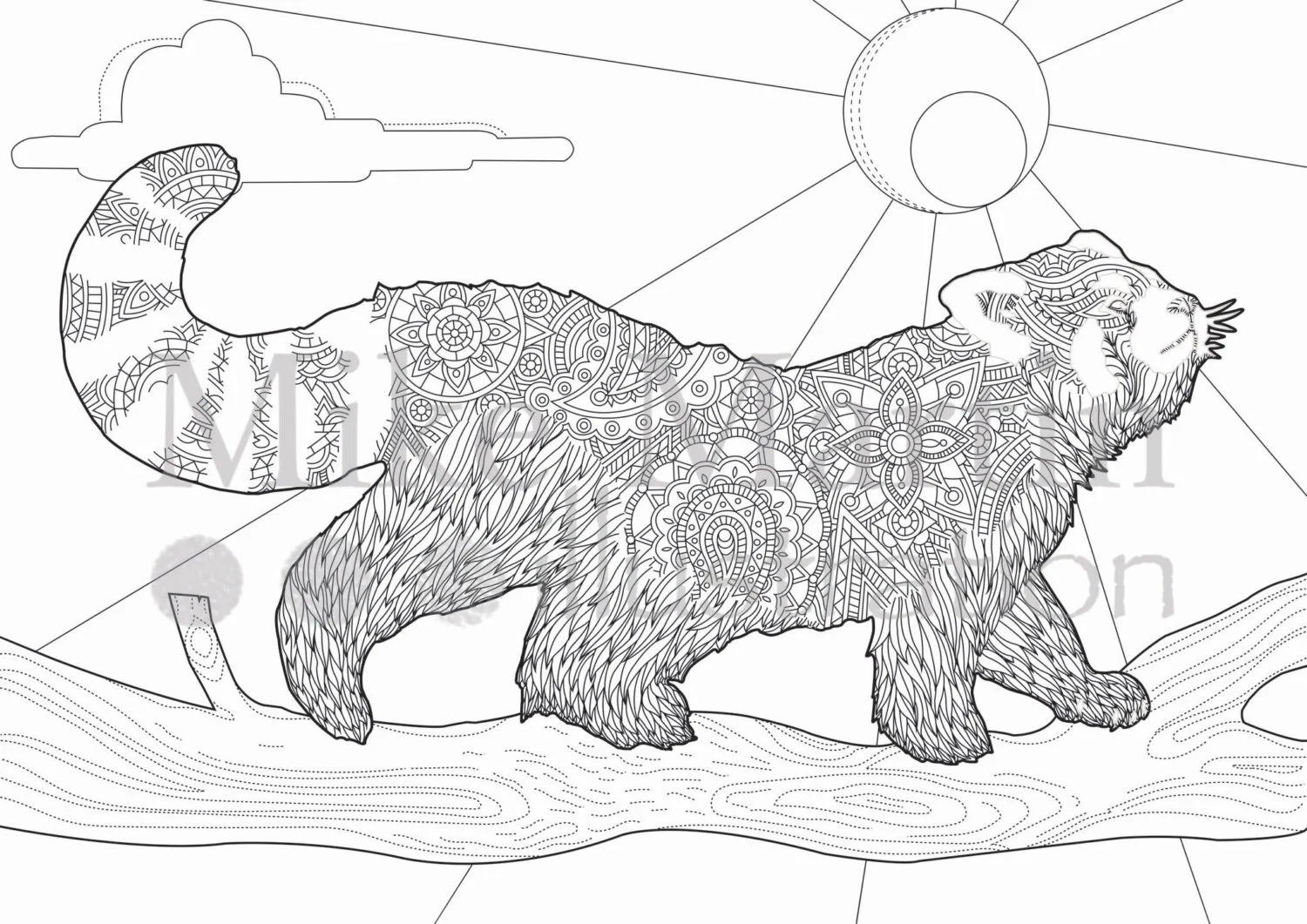 Printable Red Panda Coloring Page Instant Download Adult Coloring Page Etsy