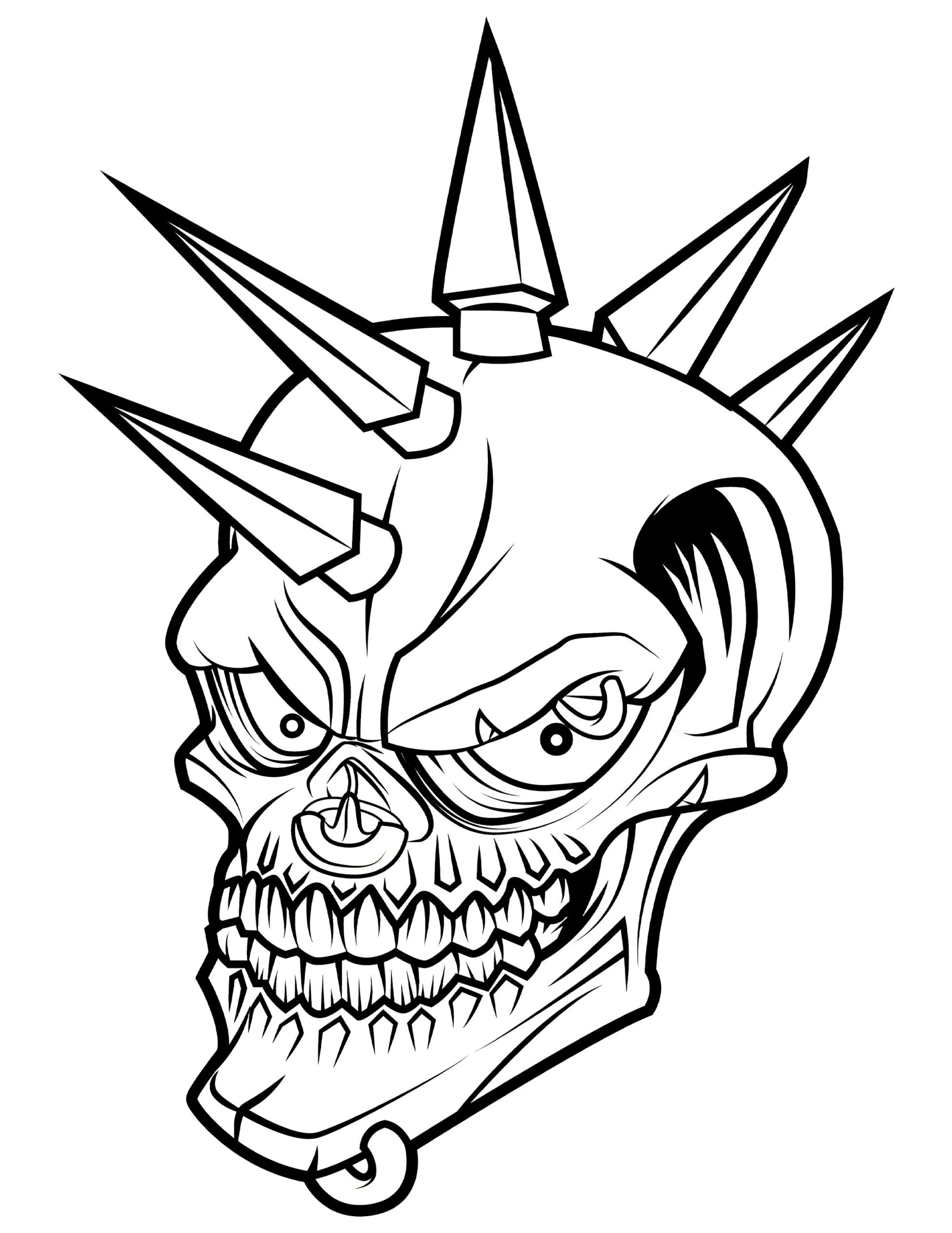 Printable Spike Skull Digital Download Gothic Coloring Page Etsy Printable Spike Skull Digital Download Gothic Coloring Page Etsy