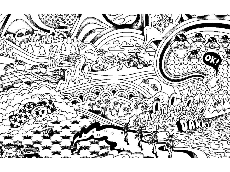 Psychedelic Landscape And Characters Psychedelic Coloring Pages