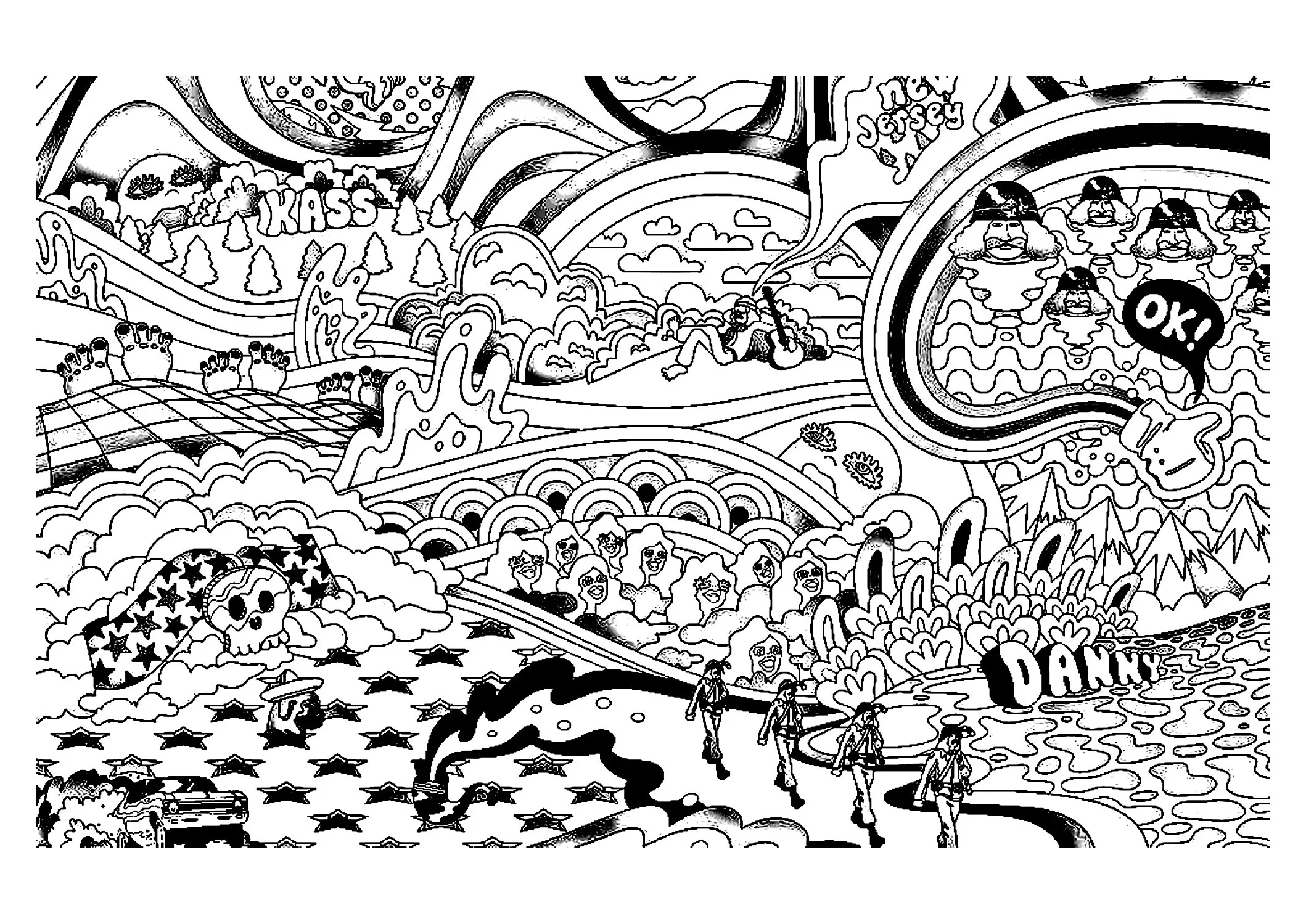Psychedelic Landscape And Characters Psychedelic Coloring Pages Psychedelic Landscape And Characters Psychedelic Coloring Pages