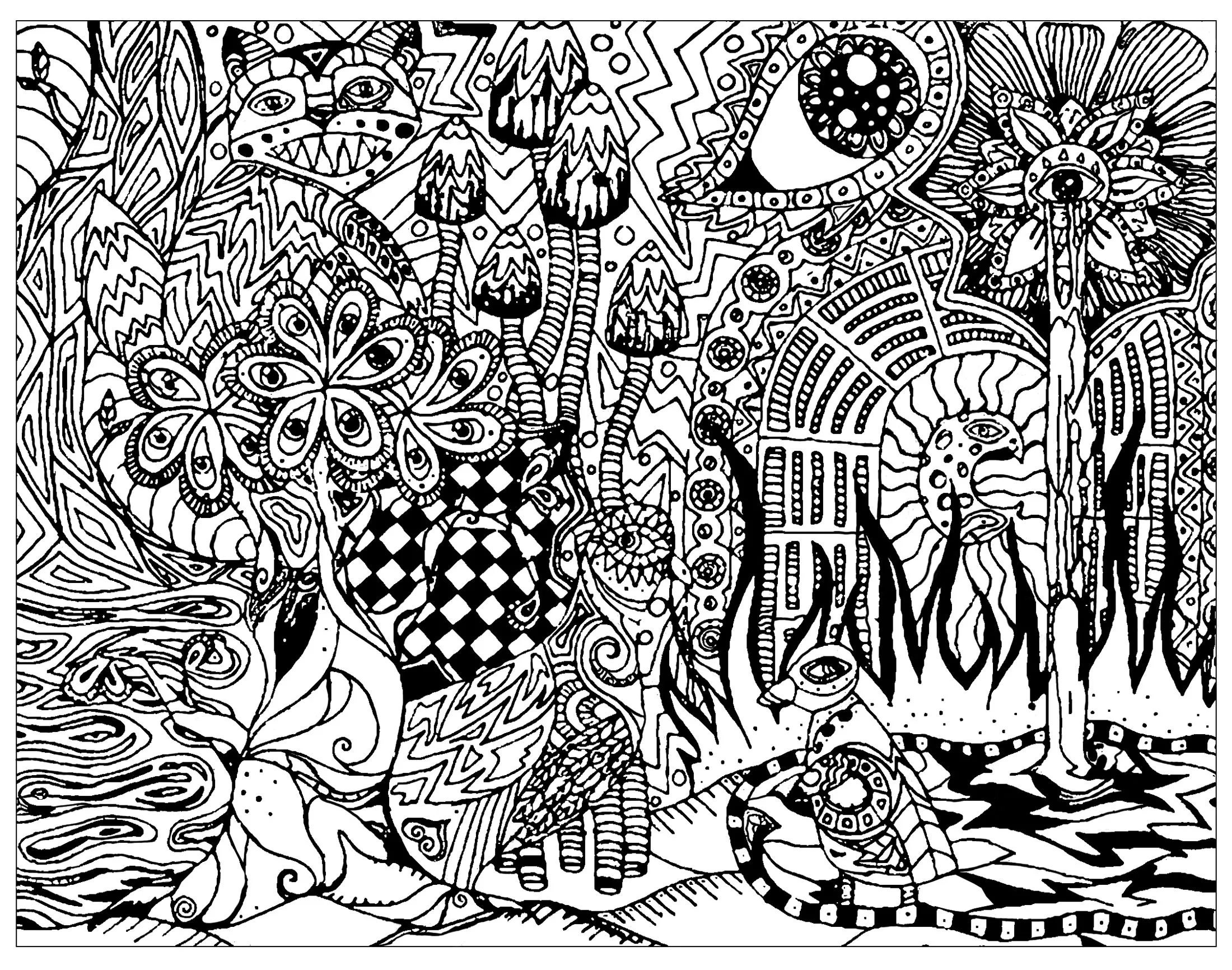 Psychedelic Patterns Hidden Cat Psychedelic Coloring Pages Psychedelic Patterns Hidden Cat Psychedelic Coloring Pages