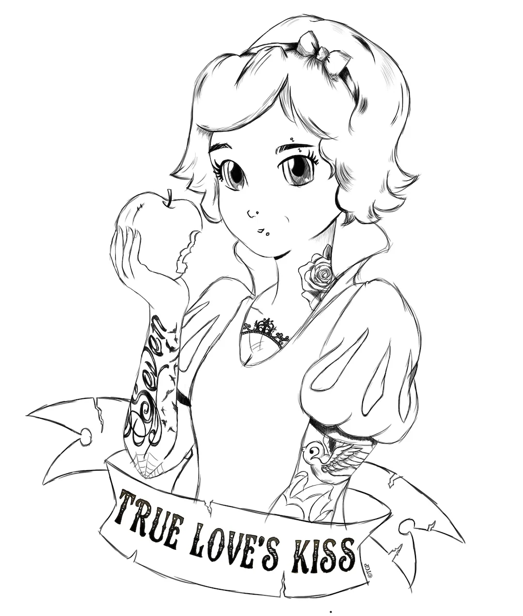 Punk Princess Snow White Colouring Page Etsy Punk Princess Snow White Colouring Page Etsy