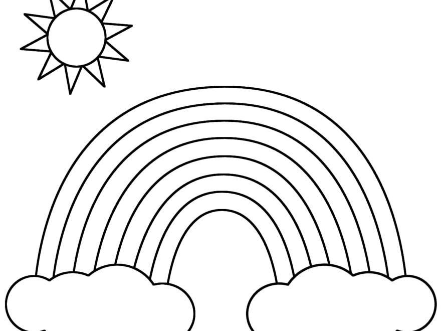 Rainbow With Clouds And Sun Coloring Page Nature