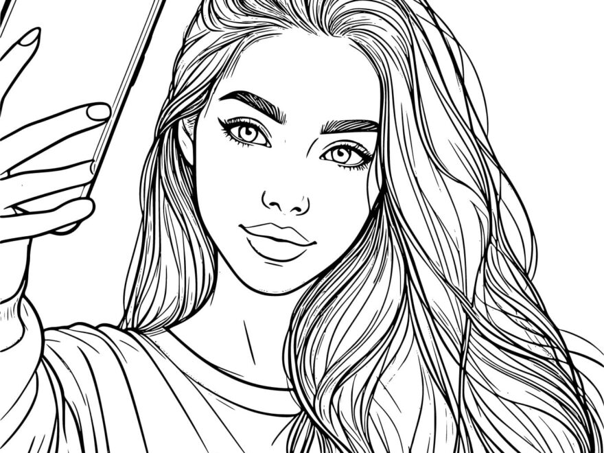 Realistic Girl Selfie Coloring Page Download Print Or Color Online For Free