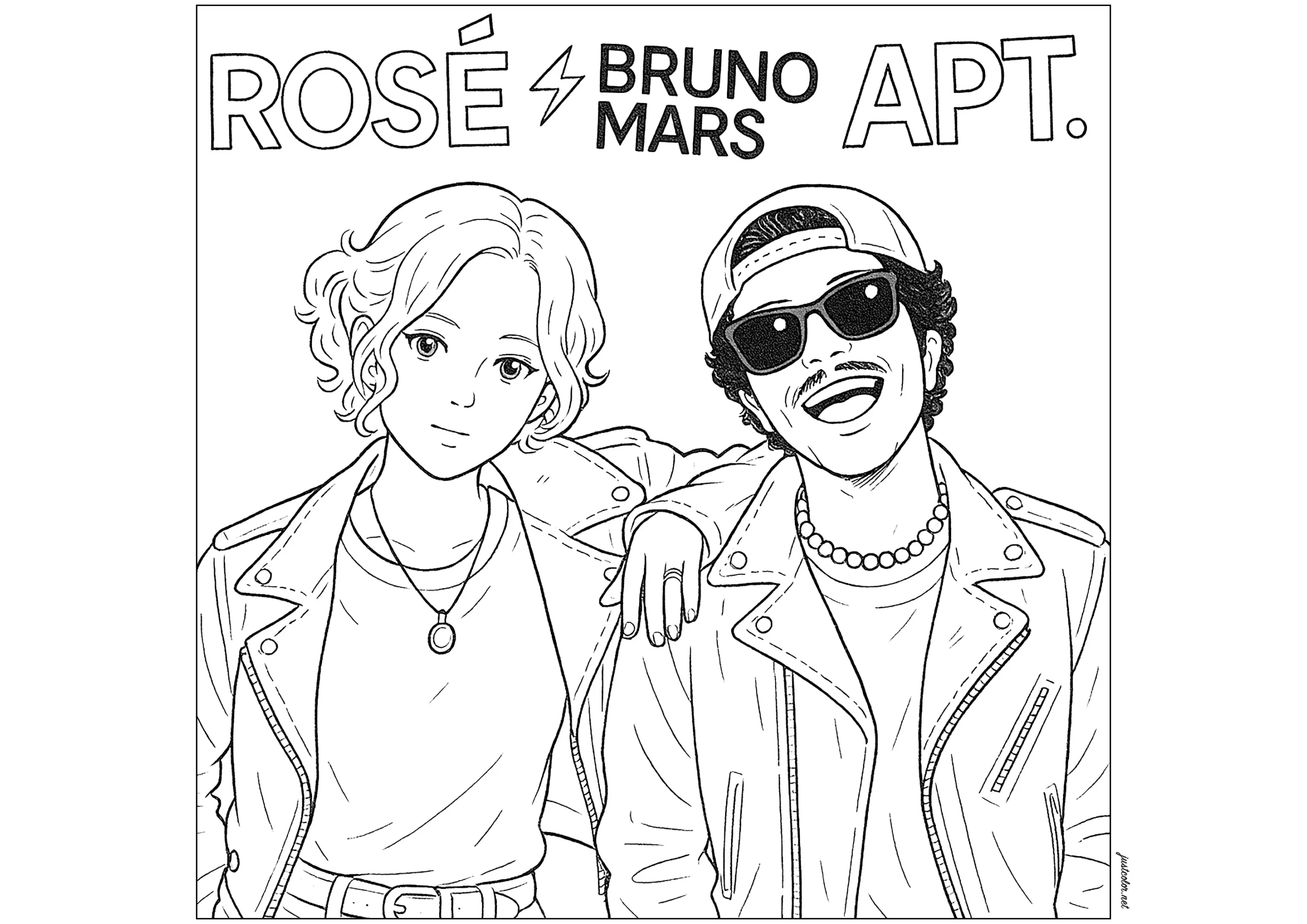 Ros And Bruno Mars APT Famous Singers Coloring Pages Ros And Bruno Mars APT Famous Singers Coloring Pages