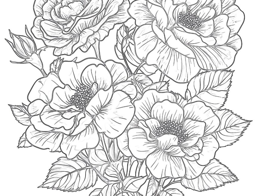Rose Flower Coloring Page Coloring Pages Mimi Panda