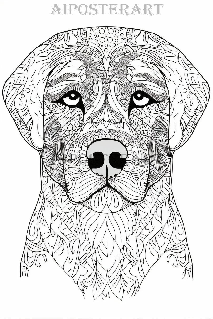 Rottweiler Dog Coloring Page For Adults Printable Coloring Sheet Of Rottweiler Advanced Coloring High Res 1792x2688 Etsy