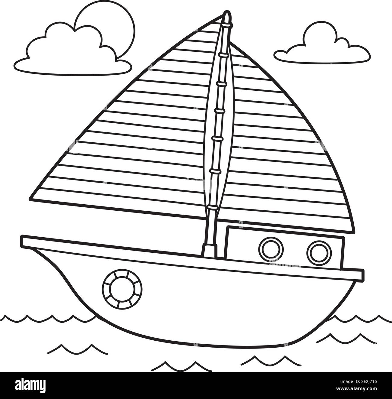 Sailboat Coloring Page Stock Vector Image Art Alamy Sailboat Coloring Page Stock Vector Image Art Alamy