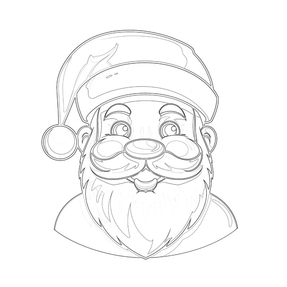 Santa Claus Face Coloring Page Coloring Pages Mimi Panda