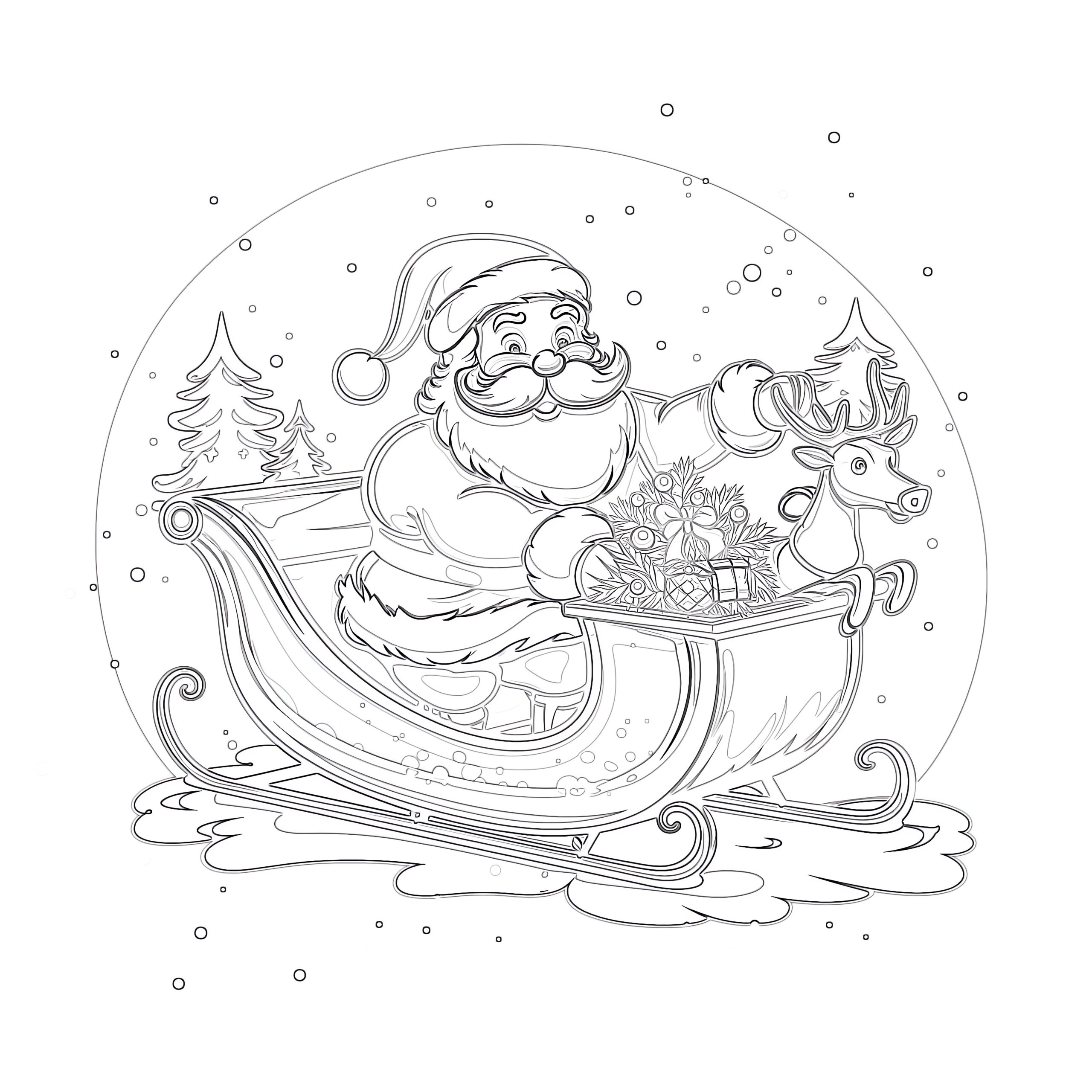 Reindeer Sleigh Coloring Pages